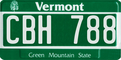VT license plate CBH788