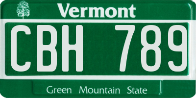 VT license plate CBH789