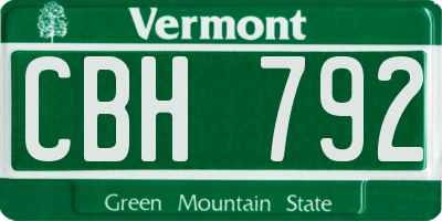 VT license plate CBH792