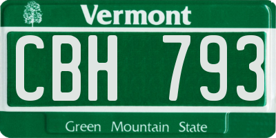 VT license plate CBH793