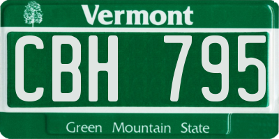 VT license plate CBH795