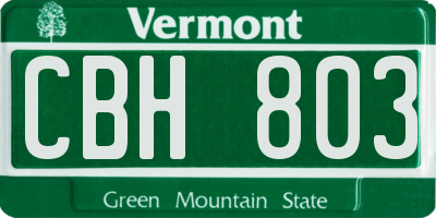 VT license plate CBH803