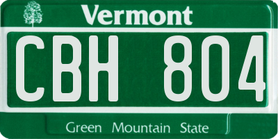 VT license plate CBH804