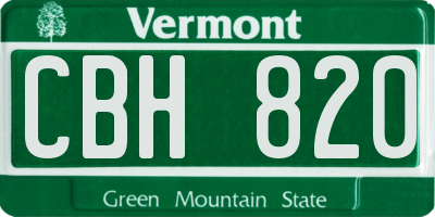 VT license plate CBH820