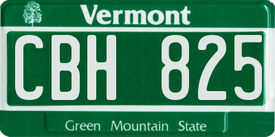 VT license plate CBH825