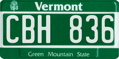 VT license plate CBH836
