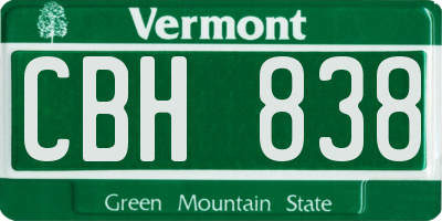 VT license plate CBH838