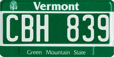 VT license plate CBH839