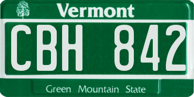 VT license plate CBH842