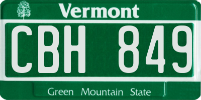 VT license plate CBH849