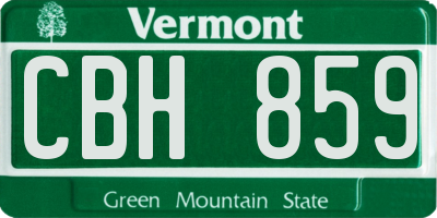 VT license plate CBH859