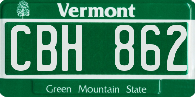 VT license plate CBH862