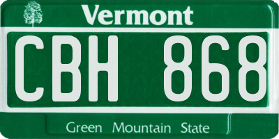 VT license plate CBH868