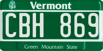VT license plate CBH869