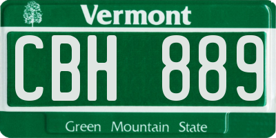 VT license plate CBH889
