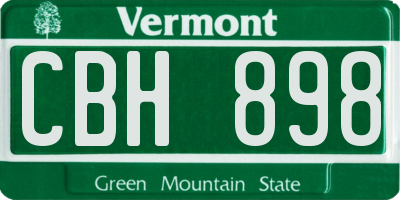 VT license plate CBH898