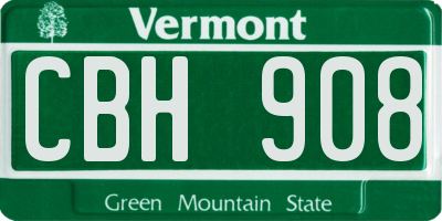 VT license plate CBH908