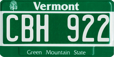 VT license plate CBH922