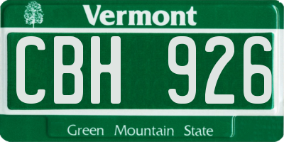 VT license plate CBH926