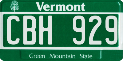 VT license plate CBH929