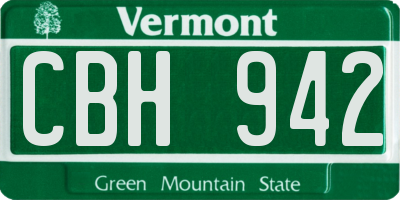 VT license plate CBH942