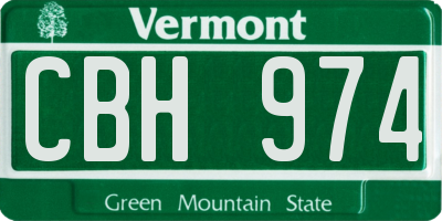 VT license plate CBH974