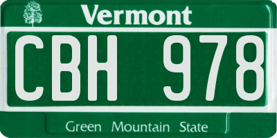 VT license plate CBH978