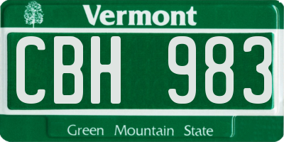 VT license plate CBH983
