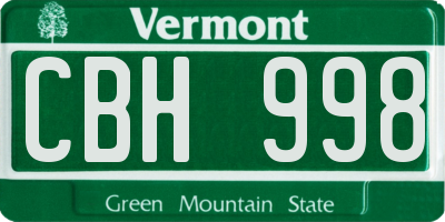 VT license plate CBH998