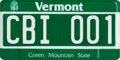VT license plate CBI001