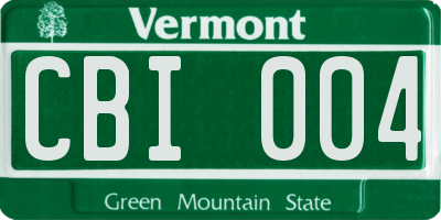 VT license plate CBI004