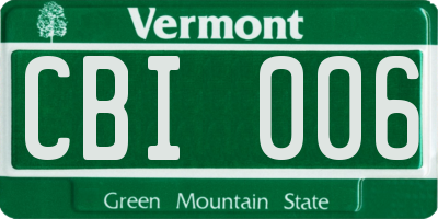 VT license plate CBI006