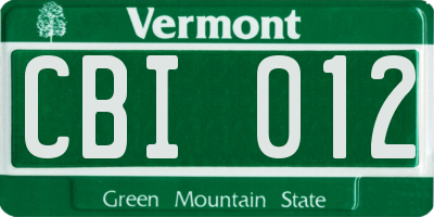 VT license plate CBI012