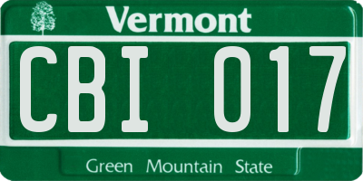 VT license plate CBI017