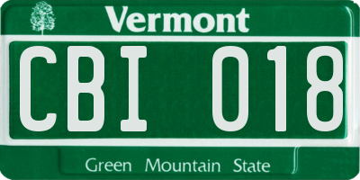 VT license plate CBI018