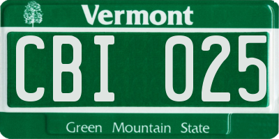 VT license plate CBI025