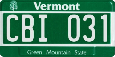 VT license plate CBI031