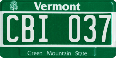 VT license plate CBI037