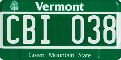 VT license plate CBI038