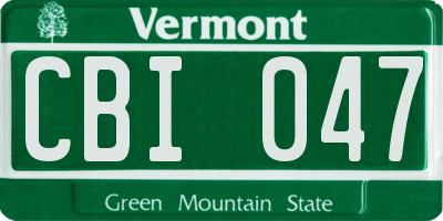 VT license plate CBI047