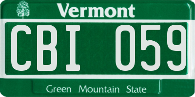 VT license plate CBI059