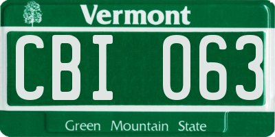 VT license plate CBI063