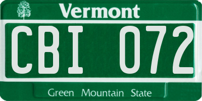 VT license plate CBI072