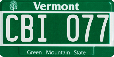 VT license plate CBI077