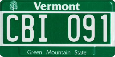 VT license plate CBI091