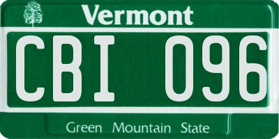 VT license plate CBI096