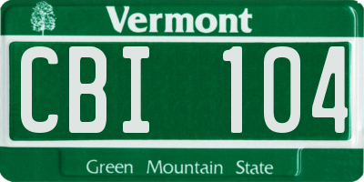 VT license plate CBI104