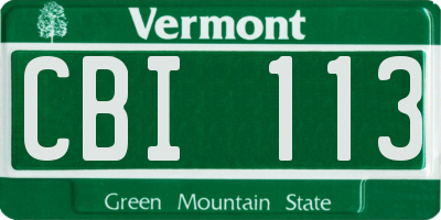 VT license plate CBI113