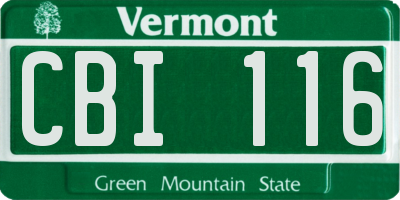 VT license plate CBI116
