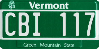 VT license plate CBI117